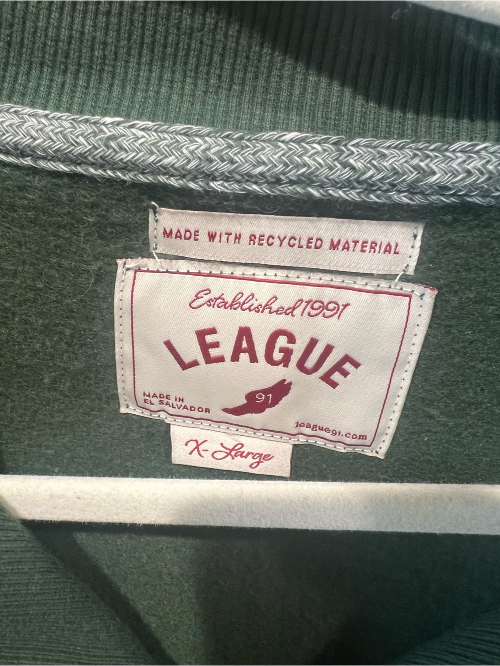 League Forest Green Quarter-Zip Sweatshirt - Picture 4 of 5
